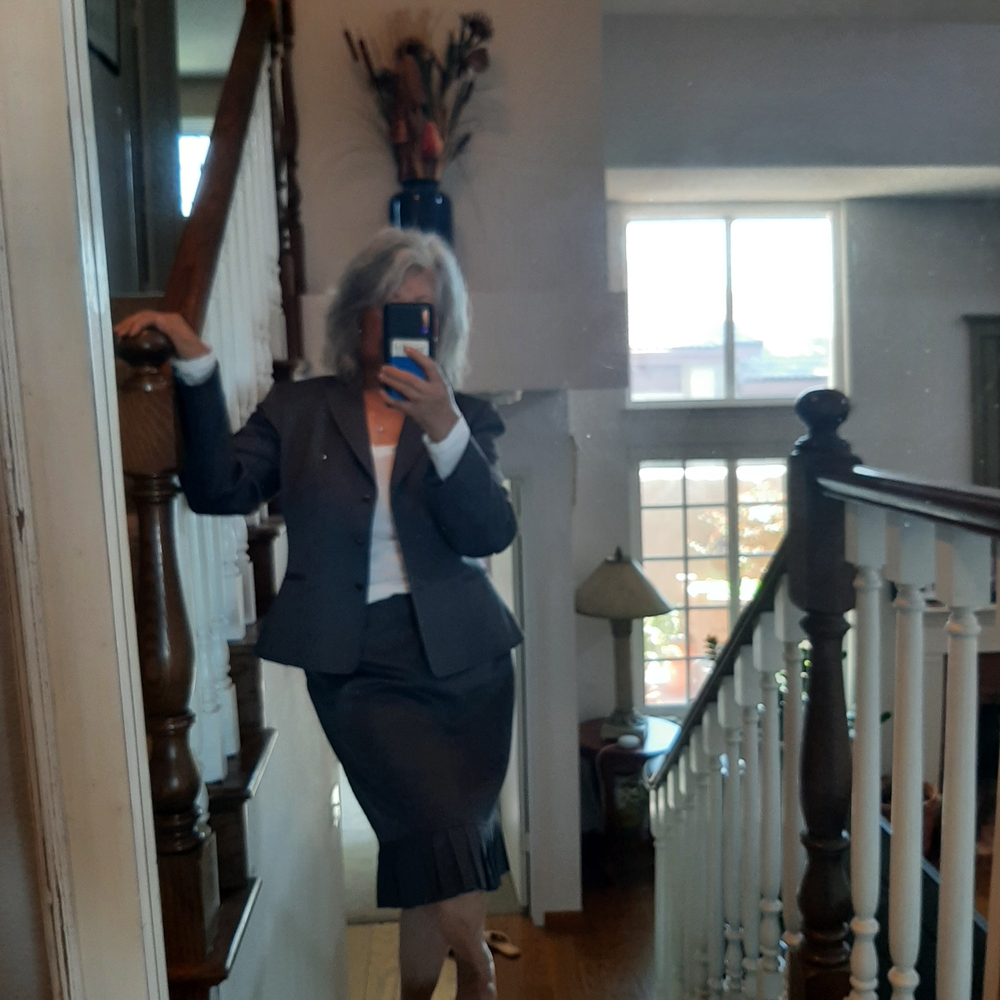 Tahari Gray Skirt Suit Set